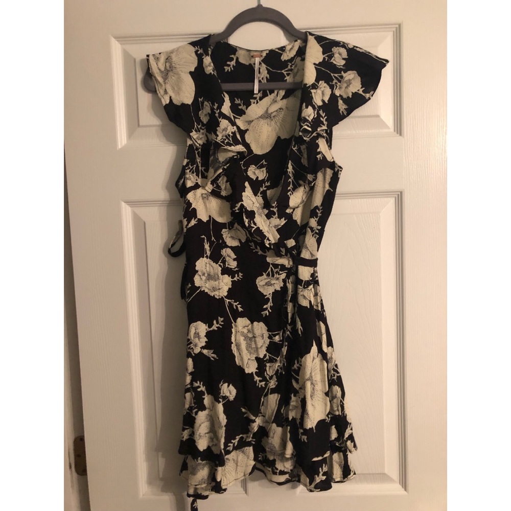 Black & White floral Free People wrap dress